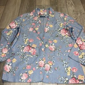 ALFRED DUNNER Womens Size 12 Floral Jacket Blazer Long Sleeve Front Pockets